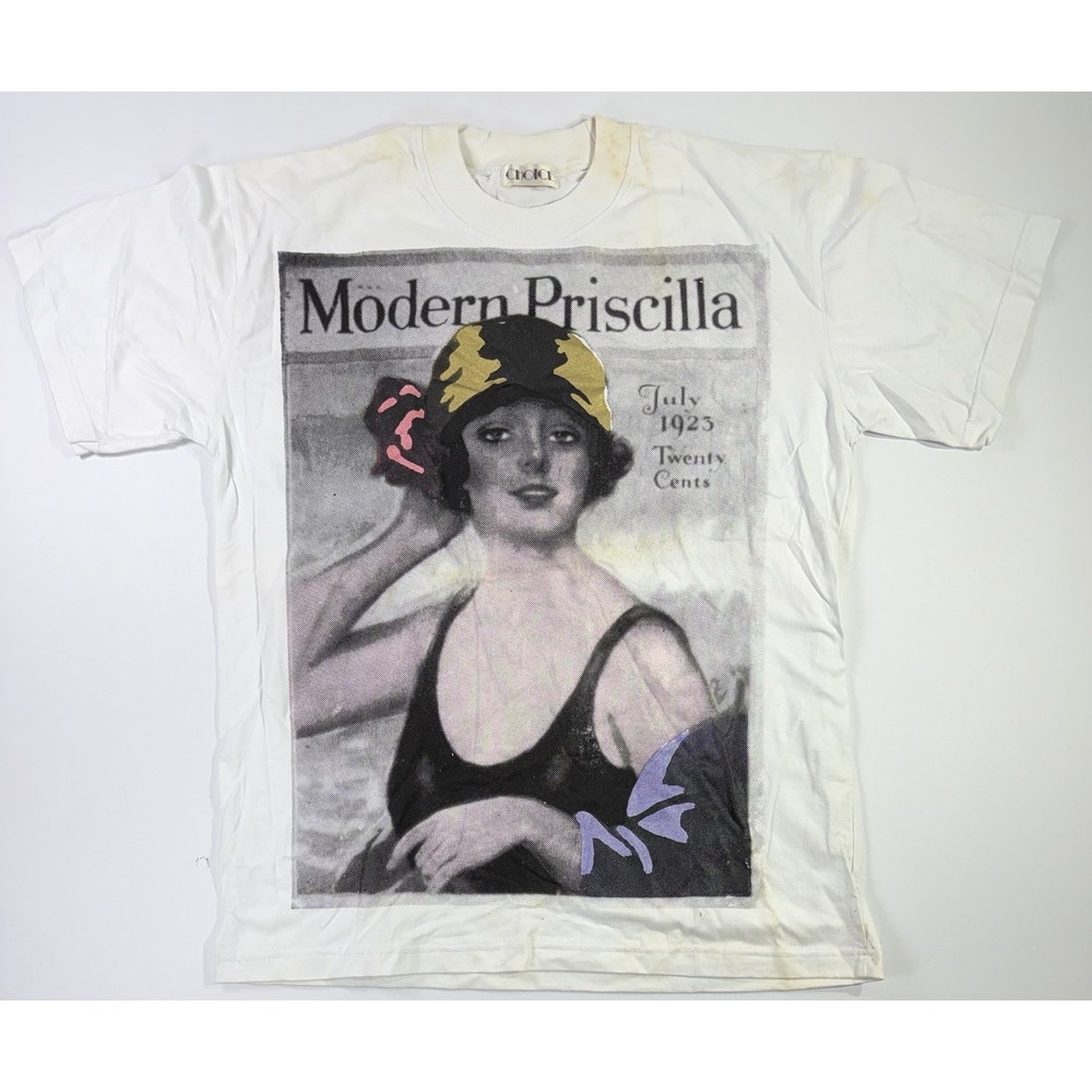 Vintage Y2K Modern Priscilla Flapper Art Graphic T Shirt Choice Cream Tee